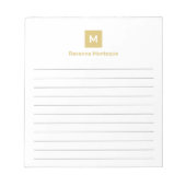 Goud Modern Gelijnd Chic Trendy Monogram Notitieblok (Voorkant)