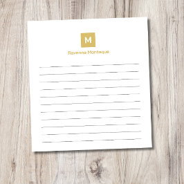 Goud Modern Gelinieerd Chic Trendy Monogram Notitieblok