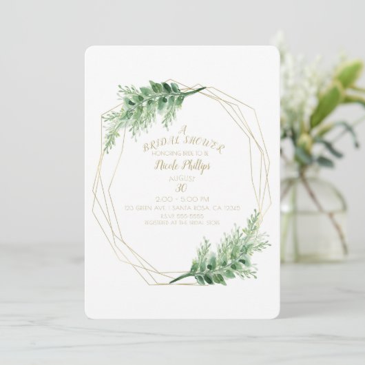 Goud modern Glam Geometrisch Botanisch Vrijgezelle Kaart (Staand voorkant)