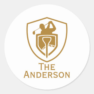 Goud Modern Golf Ronde Sticker
