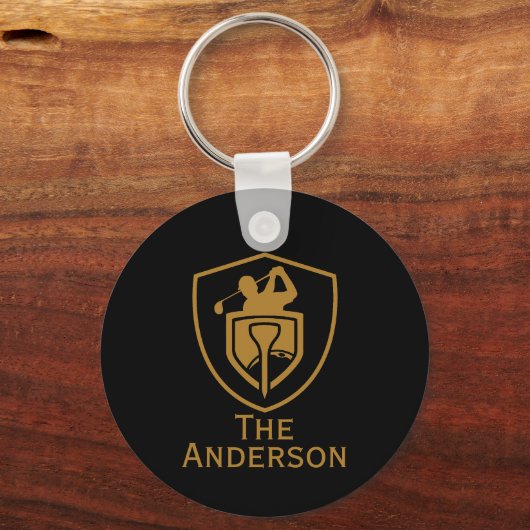 Goud Modern Golf Sleutelhanger (Achterkant)