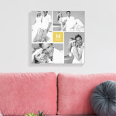 Goud Modern Grid Monogram Bruiloft 4 Fotocollage Canvas Afdruk (Insitu (Woonkamer))