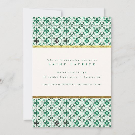 Goud Modern Groen St. Patrick's Day Baby shower Kaart (Voorkant)