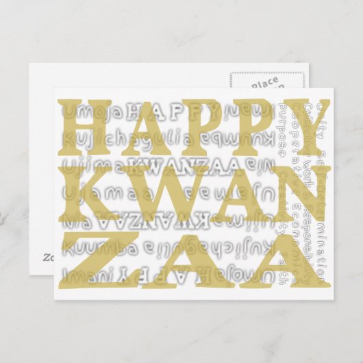 Goud Modern Happy Kwanzaa Briefkaart (Voorkant / Achterkant)