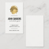 Goud Modern Home Icon / Goud geborsteld Visitekaartje (Voorkant / Achterkant)