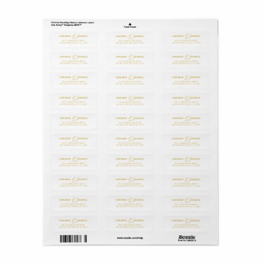 Goud | Modern Minimaal Script Retouradreslabel Etiket (Full Sheet)