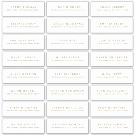 Goud modern minimalistisch label voor bezoekersadr (Voorkant)