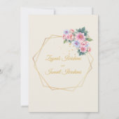 Goud Modern Roze Bloemen Islamitische Moslim Huwel Kaart (Achterkant)