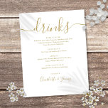 Goud Modern Script Bruiloft Drinken Menu<br><div class="desc">Deze stijlvolle scriptgouden en witte minimalistische drinken menu's zijn perfect voor elk feest. Ontworpen door Thisnotme©</div>