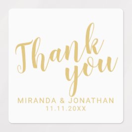 Goud Modern Script bruiloft gunst dank u Labels