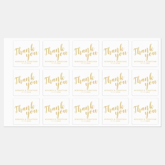 Goud Modern Script bruiloft gunst dank u Labels (Vel)