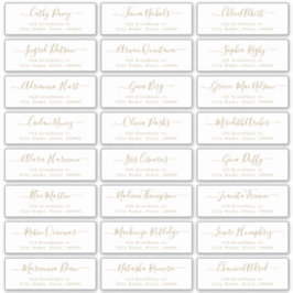 Goud modern script bruiloft label gastadres