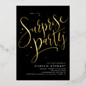 Goud Modern Script Elke leeftijd Verrassing Verjaa Folie Uitnodiging (Voorkant)