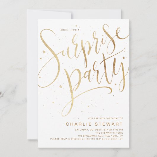 Goud Modern Script Elke leeftijd Verrassing Verjaa Kaart (Voorkant)