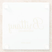 Goud Modern Script Gepersonaliseerde bruidsmeisjes Glazen Onderzetter (Achterkant)