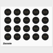Goud Modern Script HARTELIJK DANK Any Kleur Maatwe Ronde Sticker (Vel)