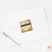 Goud Modern Script Honing met Honingbij Vierkante Sticker (Envelop)