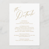 Goud modern script minimalistische bruiloft detail informatiekaartje (Voorkant)