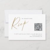 Goud modern script minimalistische bruiloft QR cod RSVP Kaartje (Voorkant)