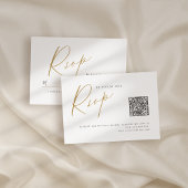 Goud modern script minimalistische bruiloft QR cod RSVP Kaartje