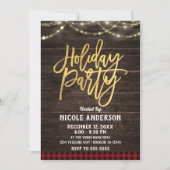 Goud Modern Script Vakantie Party Rustiek Hout Pla Kaart (Voorkant)