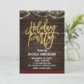 Goud Modern Script Vakantie Party Rustiek Hout Pla Kaart (Staand voorkant)