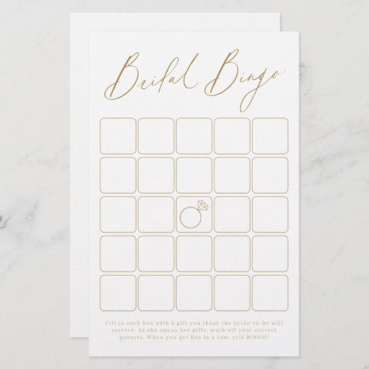 Goud modern script vrijgezellenfeest bingo (Voorkant / Achterkant)
