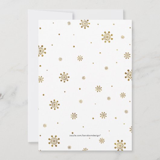 Goud | Modern Snowflakes kerstfeest Kaart (Achterkant)