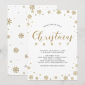 Goud | Modern Snowflakes kerstfeest Kaart (Voorkant / Achterkant)