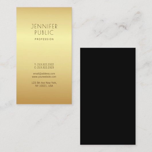 Goud Modern Trendy Mooie Glamour Uniek Visitekaartje (Voorkant / Achterkant)
