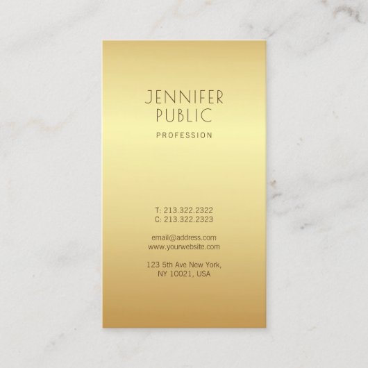 Goud Modern Trendy Mooie Glamour Uniek Visitekaartje (Voorkant)