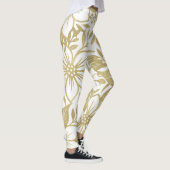 Goud Moderne Bloemen Elegante Tropische Bloei Leggings (Rechts)