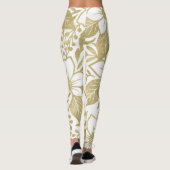 Goud Moderne Bloemen Elegante Tropische Bloei Leggings (Achterkant)