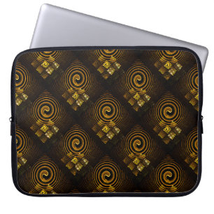 Goud Moderne Boho Elegante Abstracte Kunst Patroon Laptop Sleeve