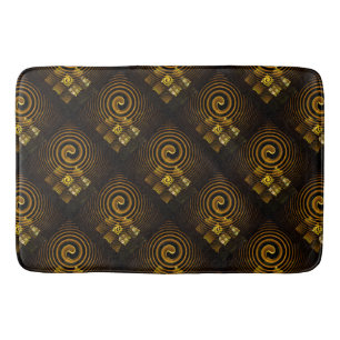 Goud Moderne Boho Elegante Abstracte Kunstpatroon  Badmat