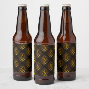 Goud Moderne Boho Elegante Abstracte Kunstpatroon  Bier Etiket