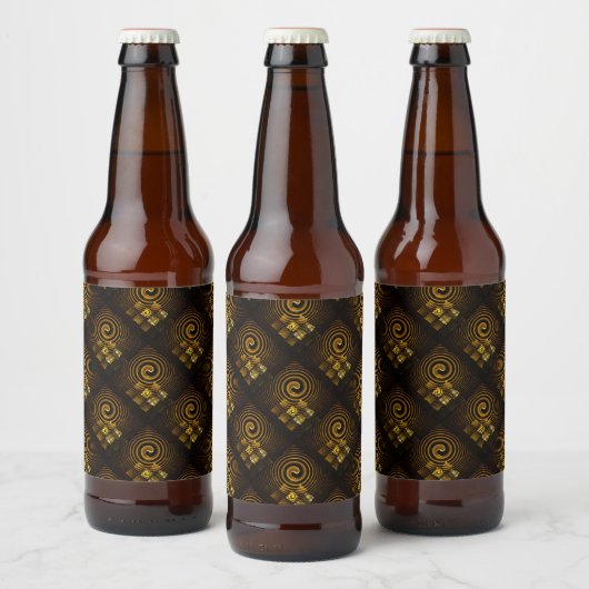 Goud Moderne Boho Elegante Abstracte Kunstpatroon Bier Etiket (Flessen)