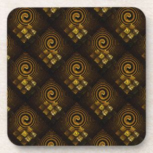 Goud Moderne Boho Elegante Abstracte Kunstpatroon  Bier Onderzetter
