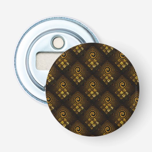 Goud Moderne Boho Elegante Abstracte Kunstpatroon Button Flesopener (Voorkant)