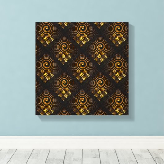 Goud Moderne Boho Elegante Abstracte Kunstpatroon Canvas Afdruk (Insitu (Houten vloer))