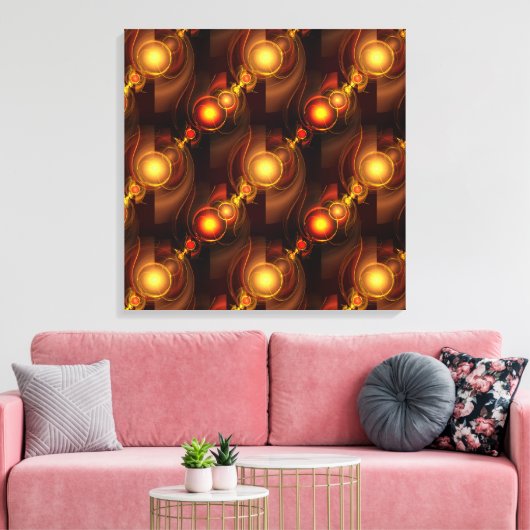 Goud Moderne Boho Elegante Abstracte Kunstpatroon  Canvas Afdruk (Insitu (Woonkamer))