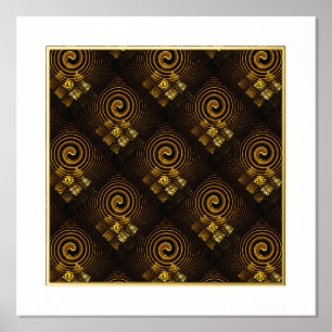 Goud Moderne Boho Elegante Abstracte Kunstpatroon  Folie Afdrukken