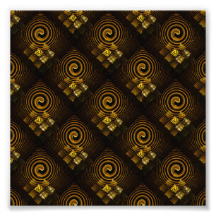 Goud Moderne Boho Elegante Abstracte Kunstpatroon  Foto Afdruk