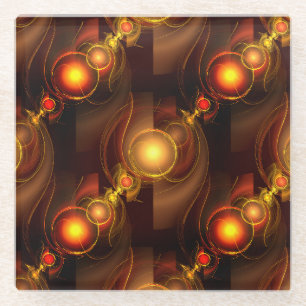 Goud Moderne Boho Elegante Abstracte Kunstpatroon  Glazen Onderzetter