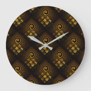 Goud Moderne Boho Elegante Abstracte Kunstpatroon  Grote Klok