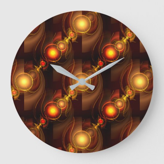 Goud Moderne Boho Elegante Abstracte Kunstpatroon Grote Klok (Voorkant)