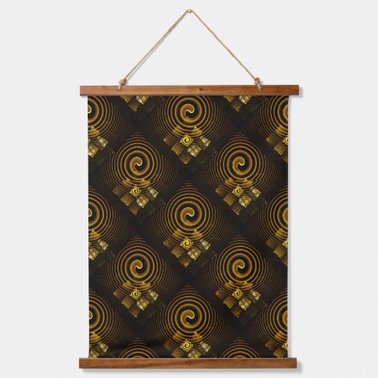 Goud Moderne Boho Elegante Abstracte Kunstpatroon Hangend Wandkleed (Voorkant)