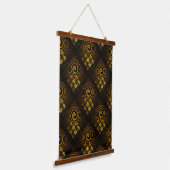 Goud Moderne Boho Elegante Abstracte Kunstpatroon Hangend Wandkleed (Gebogen)