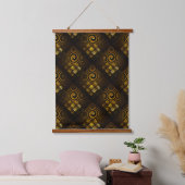 Goud Moderne Boho Elegante Abstracte Kunstpatroon Hangend Wandkleed (Slaapkamer)