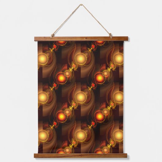 Goud Moderne Boho Elegante Abstracte Kunstpatroon Hangend Wandkleed (Voorkant)